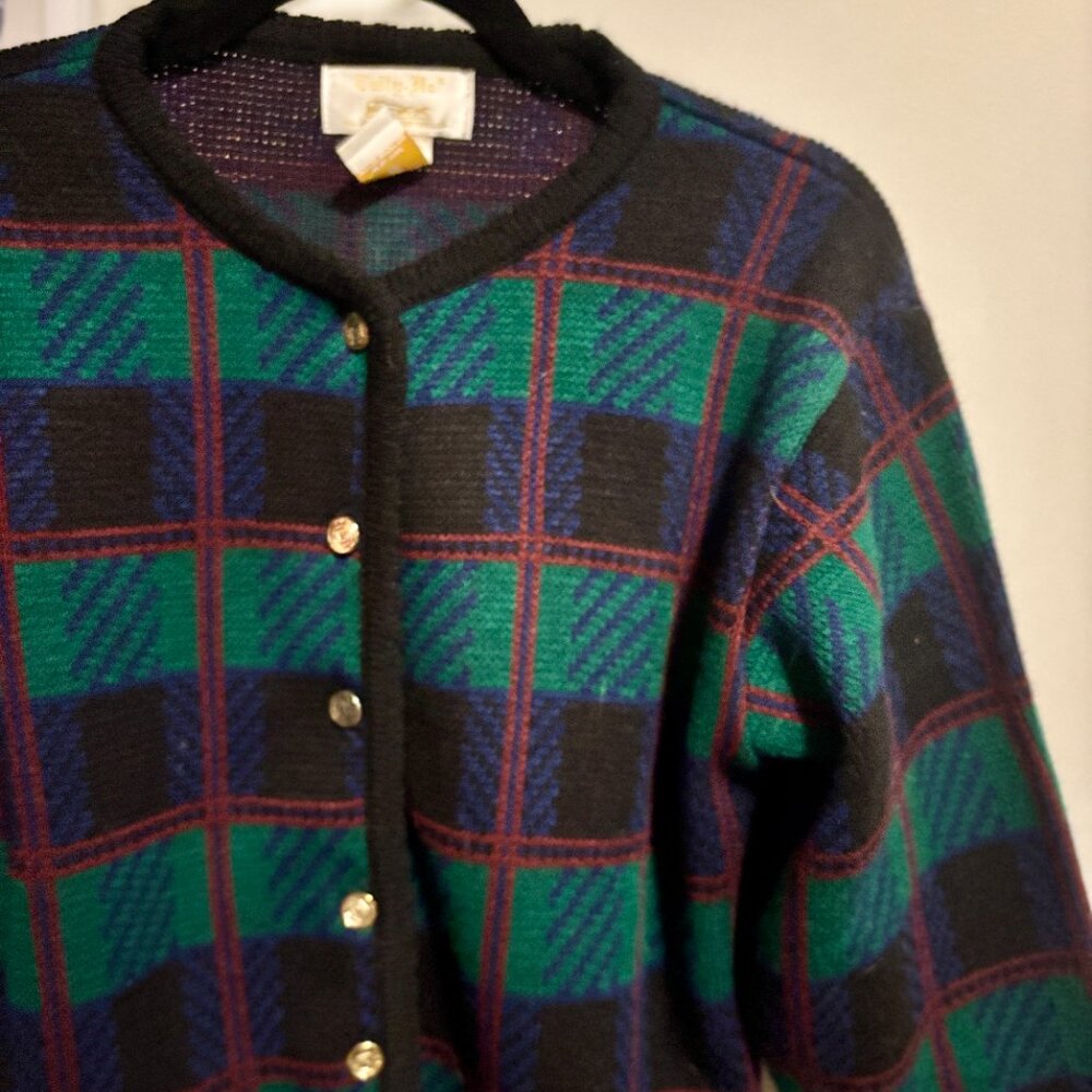 Tally Ho • vintage plaid cardigan 80s - Picture 3 of 8